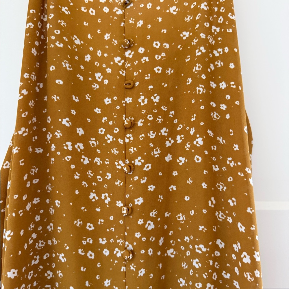 Floral Button-Down Dress in Mustard